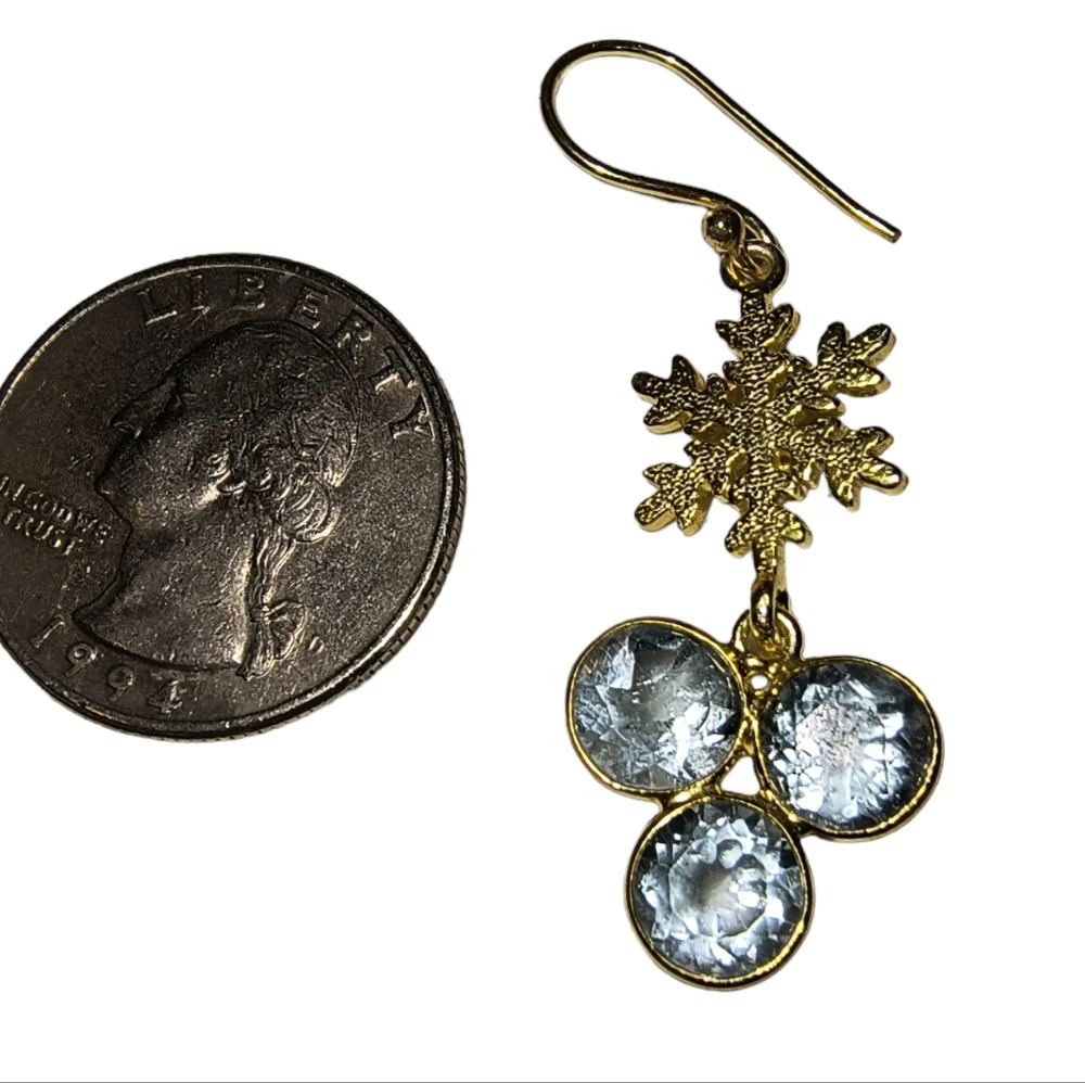 Blue Topaz & Gold Vermeil Over Sterling Silver Dangle Earrings NWOT